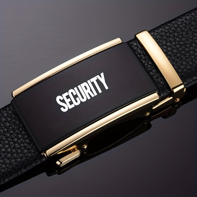 TEMU Security Pattern Men's Fashion Belt, Automatic Smooth And Convenient, And Does Not , Suitable For Formal And Casual Wear, Practical And