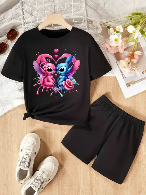 t shirt shorts set cute summer sports short sleeve two piece set summer and spring fashion suitable for boys and girls for outdoor