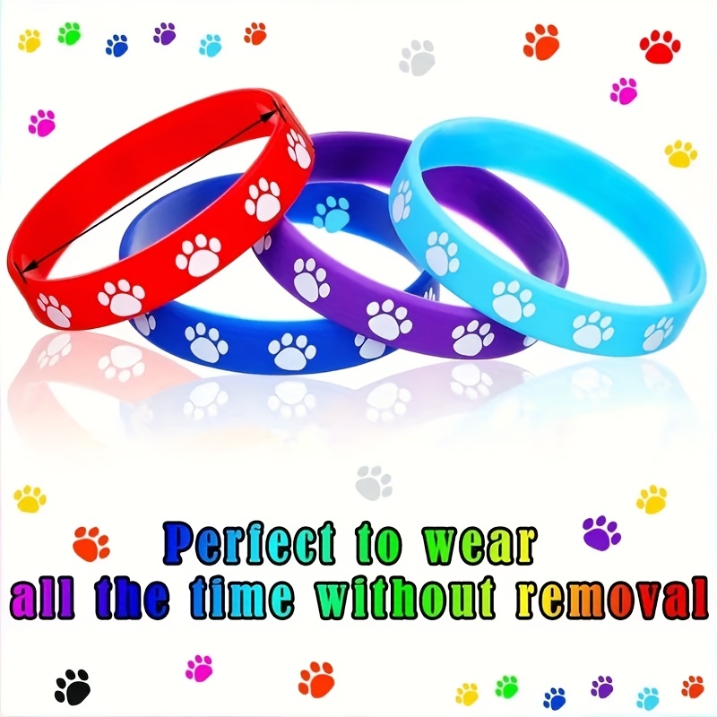 NUOBESTY 32 Stück Hundepfoten Armbänder - Bunte Silikonarmbänder Für Hunde Partys