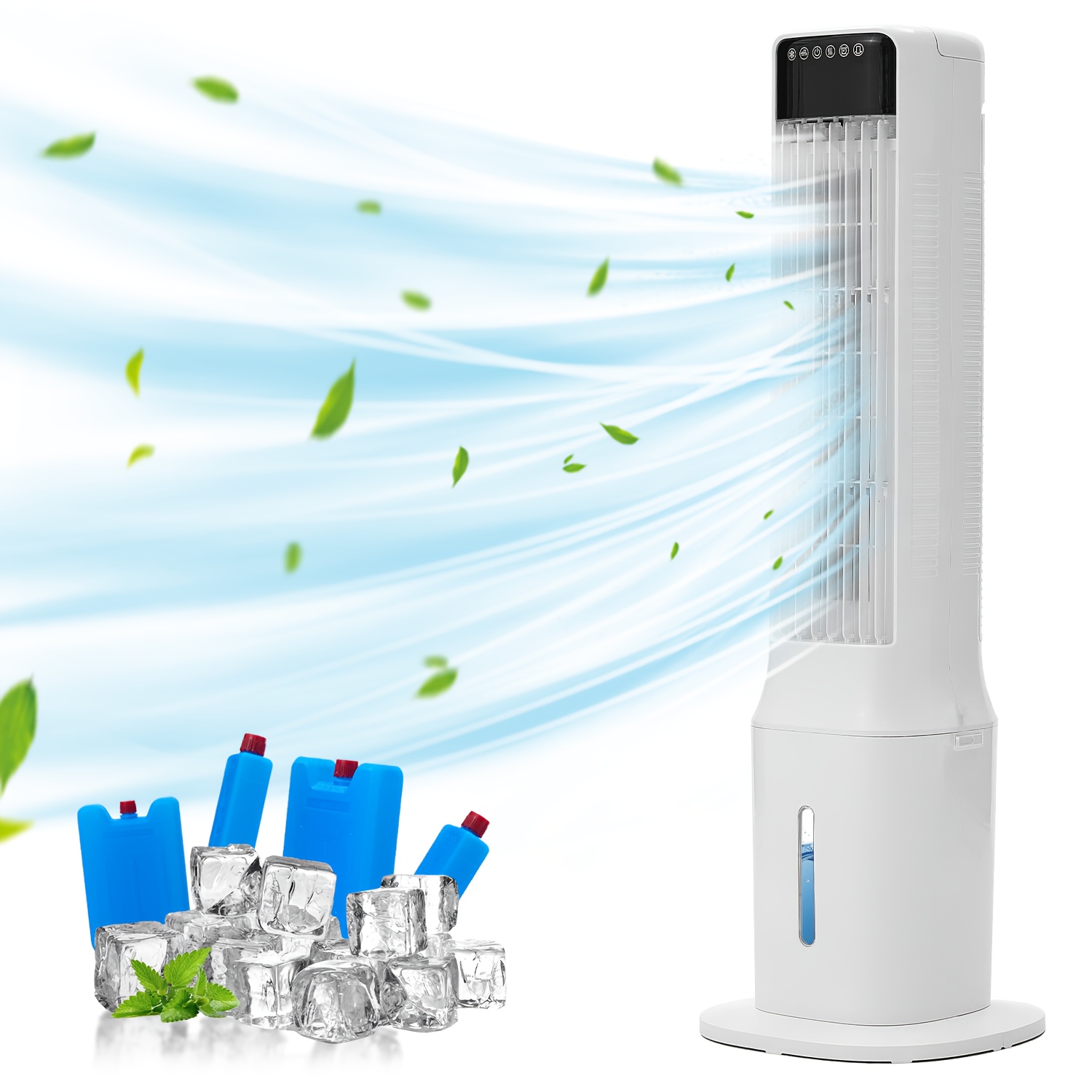 TEMU 40 Inch , Water Injection Fan, Plug-in, Energy-saving Chiller, Large Capacity Ice Box, 3 , Silent Tower, With 12-hour Timer, For Bedroom, Office, Outdoor Camping