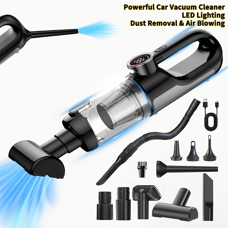 TEMU 20, 000pa Powerful Cordless Vacuum Cleaner With Led Light - 4000mah Handheld Car Vacuum For Pet Hair, Dust And , Multi-nozzle Kit For Home And