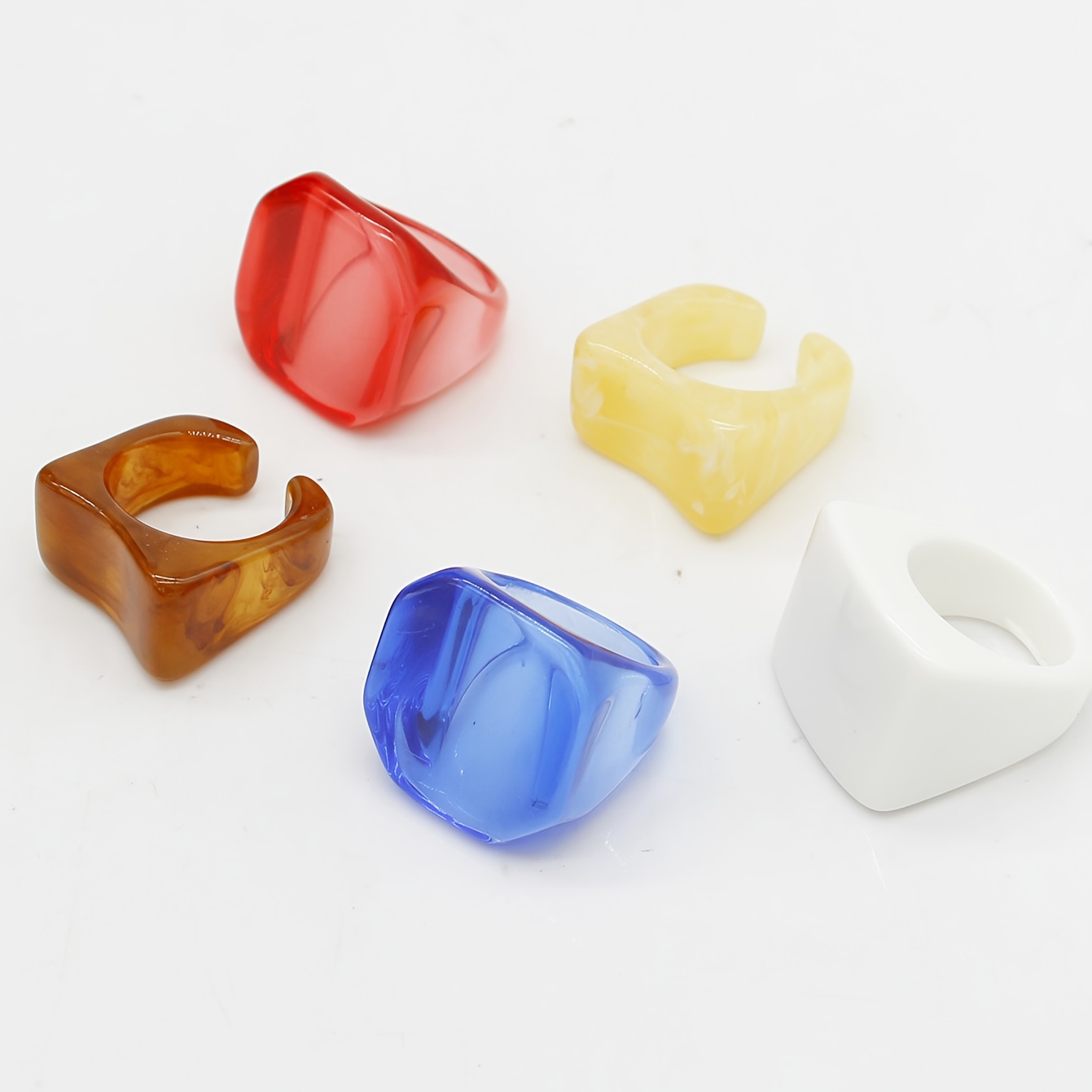 Stylish Minimalist Artistic Jelly Transparent Resin Round Ring