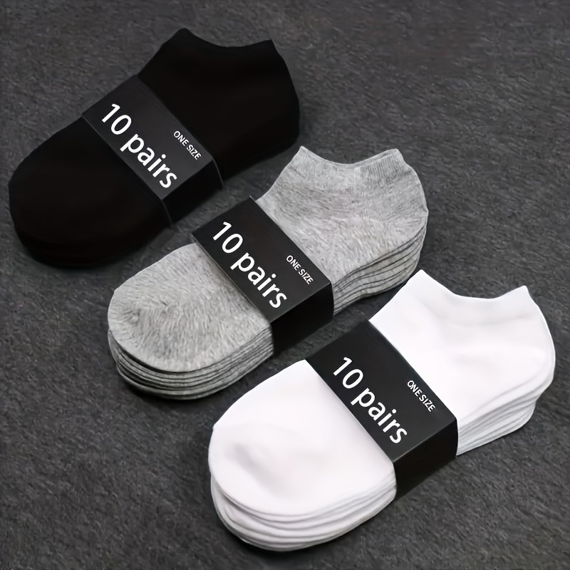 

10 Pairs Of Breathable And Sweat Absorbing Pure Cotton Low Cut Socks, Unisex Style, Suitable For Any Occasion