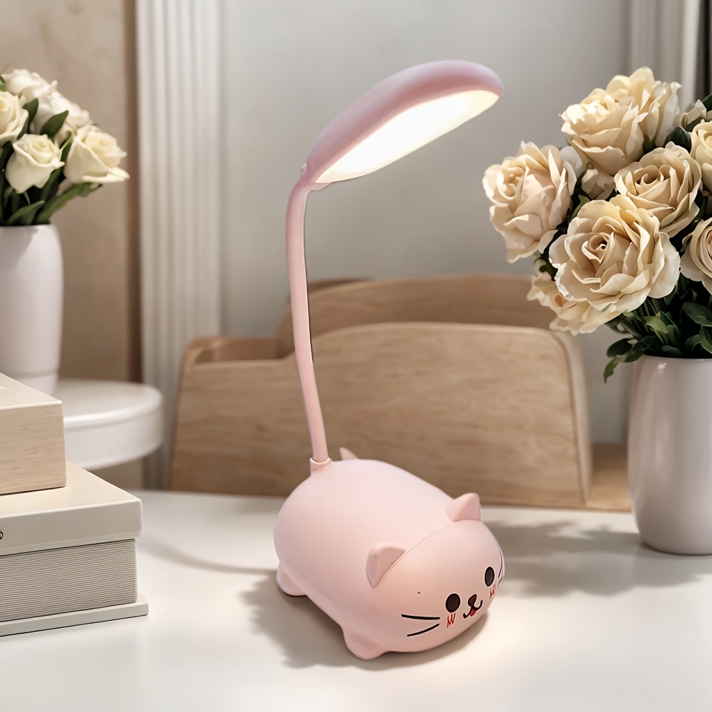 TEMU Cute Led Night Light Table Lamp Touch Led Reading Desk Lamp Night Light Rechargeable Led Small Desk Lamp, Adjustable , Dimmable Cute Desk Lamp
