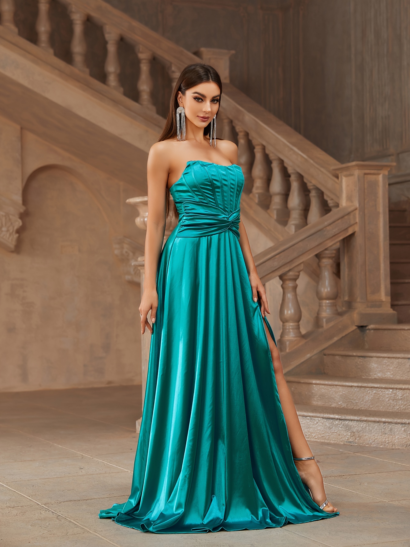 twist front slit tube dress women's clothing temu - Temu