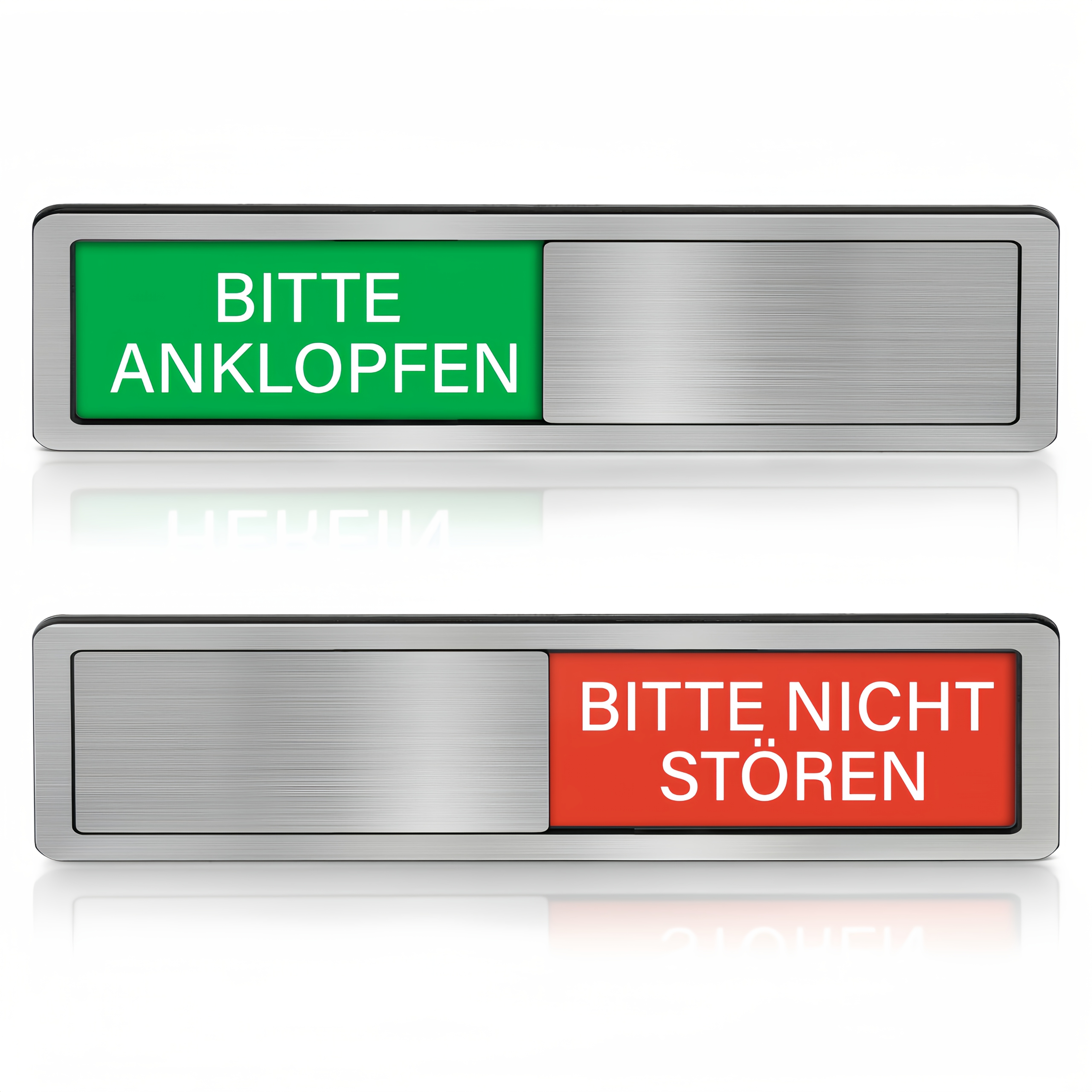 Image of "please Knock"and "do Not Disturb" Sign - With Slider-"please Knock" And "do Not Disturb" Sliding Signs-adhesive Sign-17..9 X 0.5 Cm-with Self-adhesive Backing-signs With Sliding Function-silvery