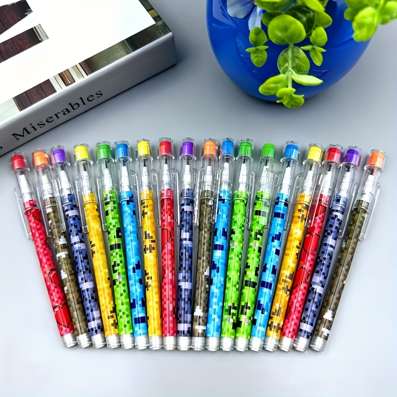 18pcs No-sharpening Mechanical Pencils, Hb Lead, Nine-section Stackable Design, Convenient With Built-in Eraser, Smooth Writing, Suitable For School, Office, Drawing, Office Supplies, School Supplies