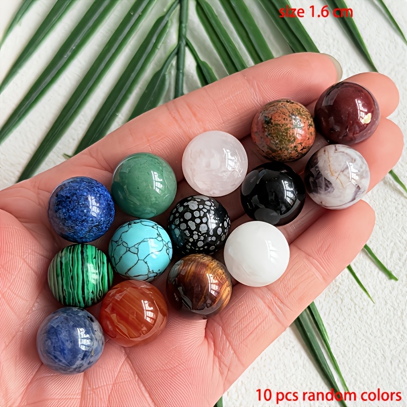 TEMU 10 piezas Bolas de vidrio de color aleatorio, piedras de cristal artificial, diámetro 16 mm, mini bolas de cuarzo artificial, cuentas de vidrio