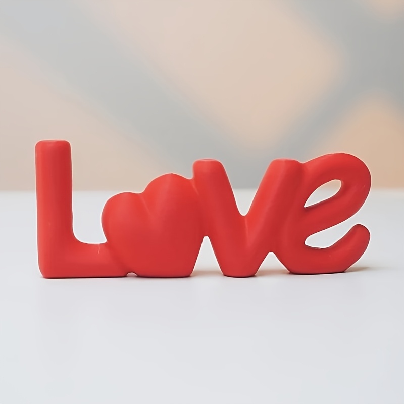 TEMU Red Three-dimensional Love Heart Letter Ornament, Desktop Decoration For Valentine's Day , Proposals, Engagements, Weddings, Tabletop Decor,