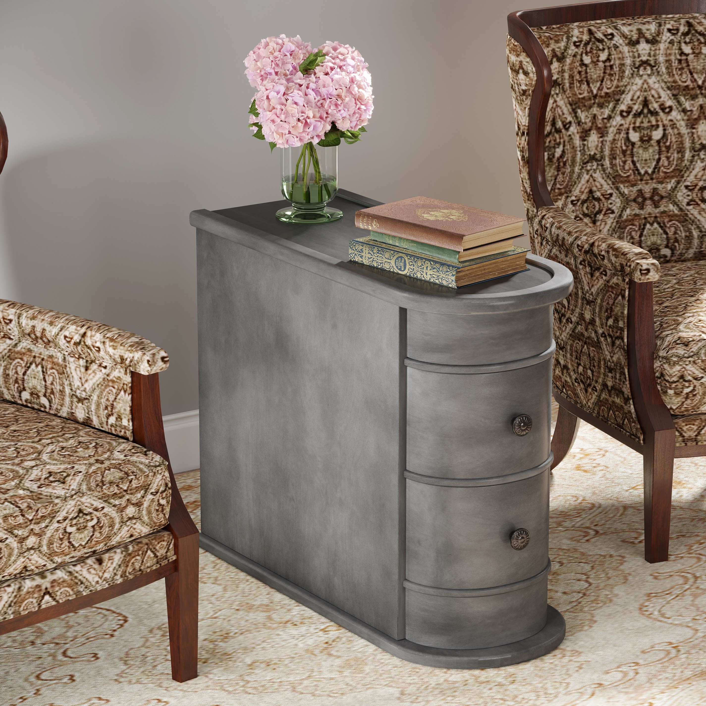 Compact 2-Drawer Wood End Table - Fully Assembled, Sturdy Finished Back Design with Spacious Storage, Ideal for Small Spaces And Chairside Use with Mid-Century Modern Style And Durable Hardwood Material