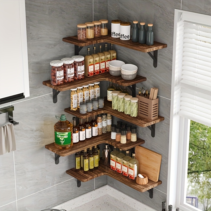 5pcs spice rack heavy duty wooden floating shelf organizer Temu