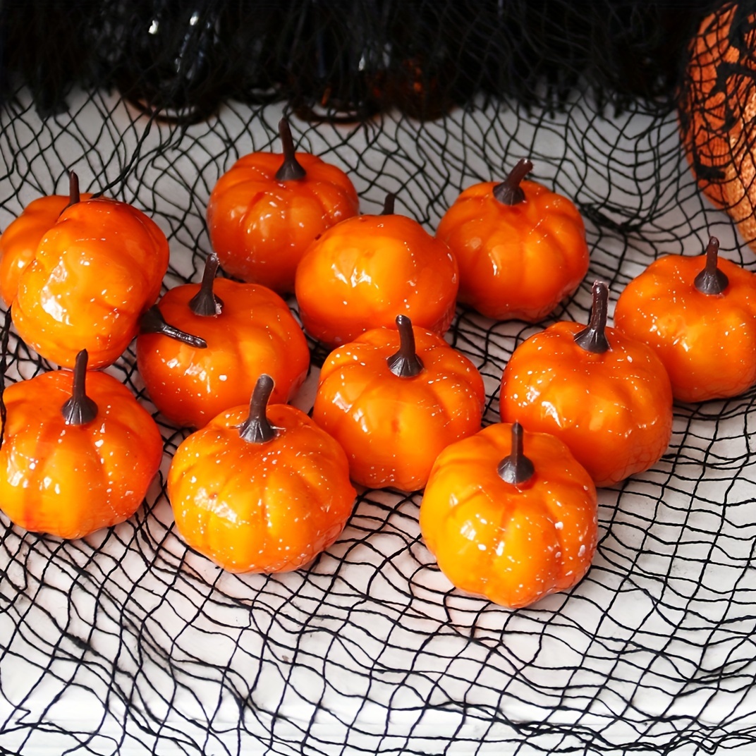 

12pcs Artificial Mini Pumpkins - Plastic Decorative Pumpkins For , Day Of The Dead, Easter, Memorial Day, Harvest, Winter - Versatile Indoor Decoration, No Electricity Required