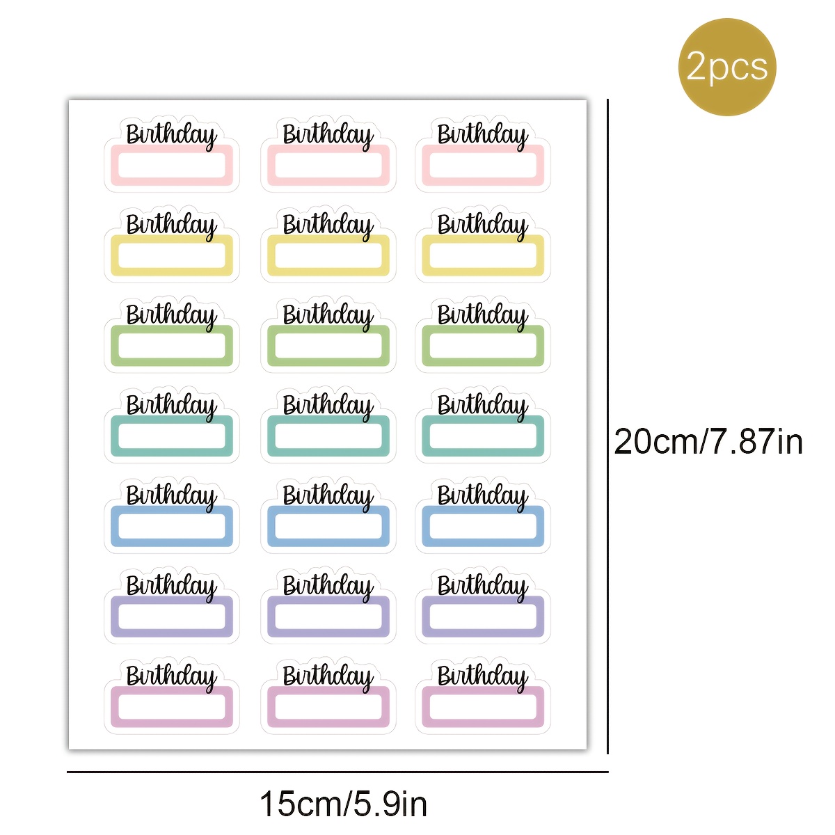 Image of 2 Birthday Planning Stickers, Pastel Birthday Stickers, Stickers, Practical Planning Stickers For Birthday Parties, Measuring 5.9 * 7.9 Inches