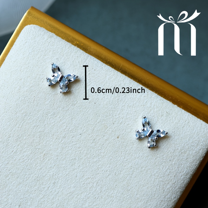 Women's Sweet Butterfly Earrings with Zirconia, Cute Design