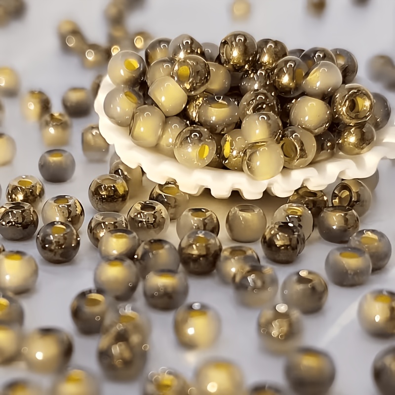 380pcs Half-Golden Artificial Jade Beads, Round Spacer Beads