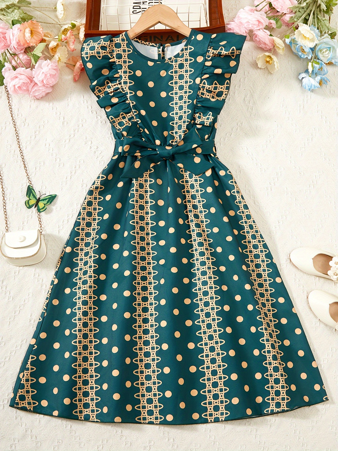 TIAFORD Women's Linen Sleeveless V-Neck Mini Sundress - Summer Beach Vacation Dress With Ruffle Trim