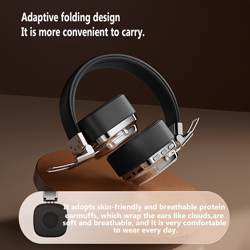 wireless headphones with retro style v5 3 heavy bass headphones with noise reduction earmuffs long lasting battery life supports wired connection new design with high craftsmanship wireless headphones details 2