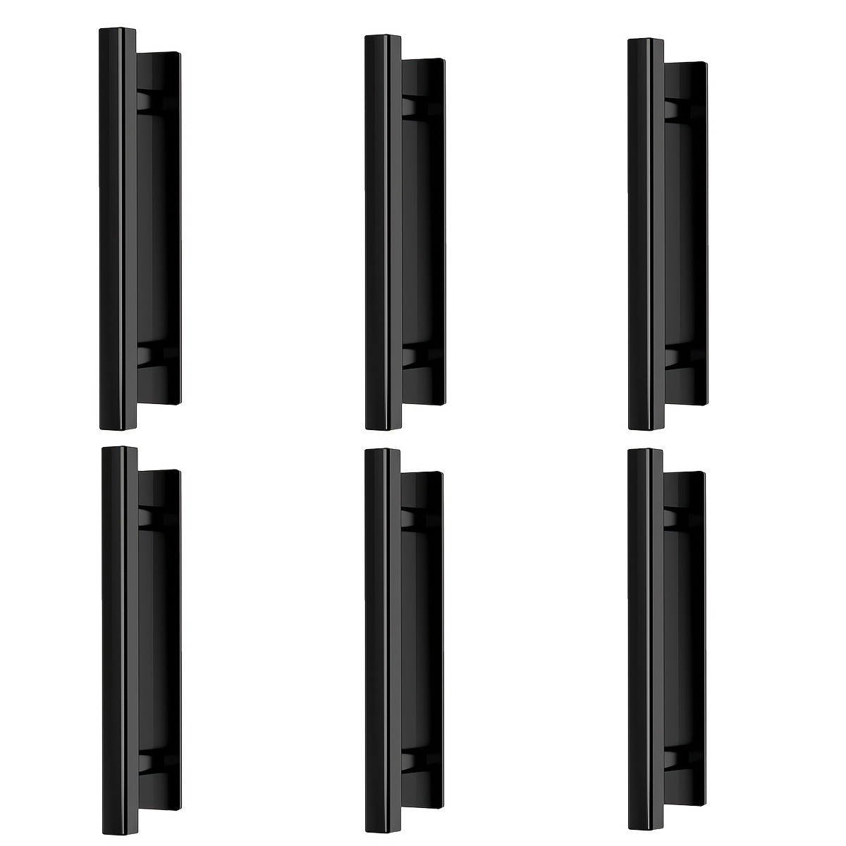 

6-pack Polished Black Abs Plastic Handles, Self-adhesive Non-drilling Cabinet Pulls For Doors, Drawers, And Cabinets, Multi- Stylish