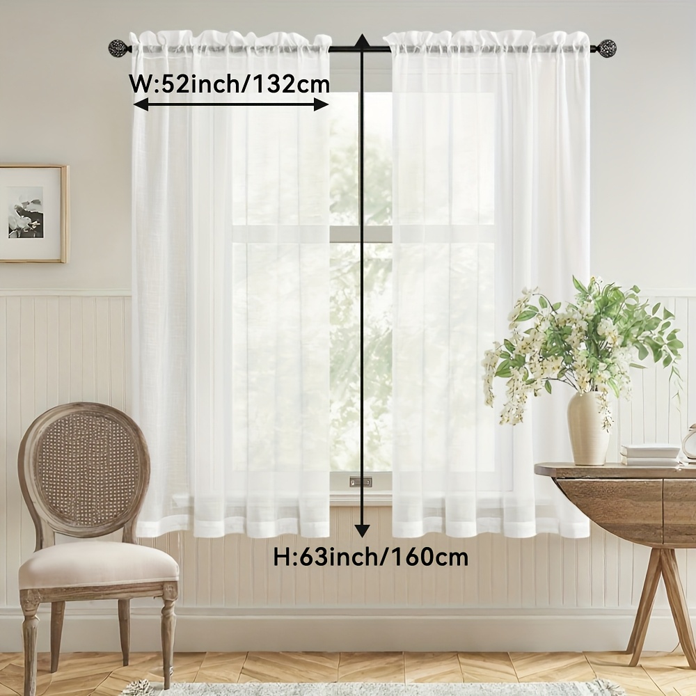 E-shop 2er-Set Kurze, transparente Gardinen für Küche, weiße Tüll-Gardinen für Wohnzimmer und Schlafzimmer, Fensterdekoration, moderne Vorhänge Set