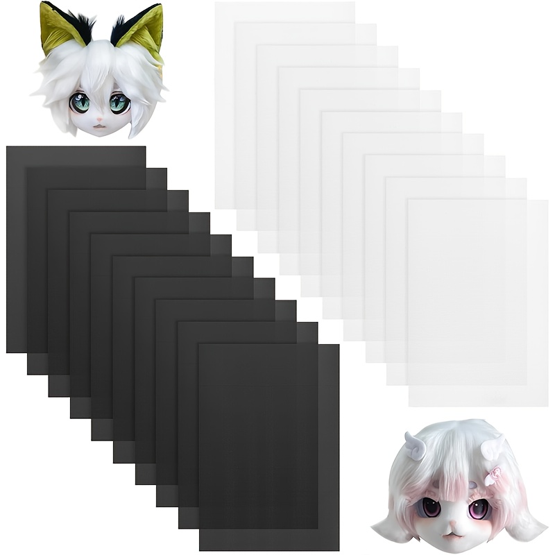 

10pcs Therian Mask Pvc Plastic Waterproof Suitable For Animal Costume Mesh Canvas Sheet Suitable For Therian, Diy Animal Costume, Furry Suit White, Black