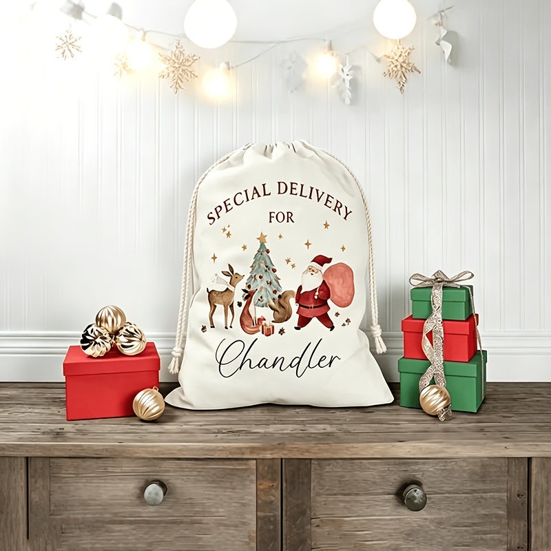 TEMU Personalized Custom Name Christmas Drawstring Bag, Drawstring Bag Christmas Gift Christmas Decoration, Custom , Best Gift For Her Personalized