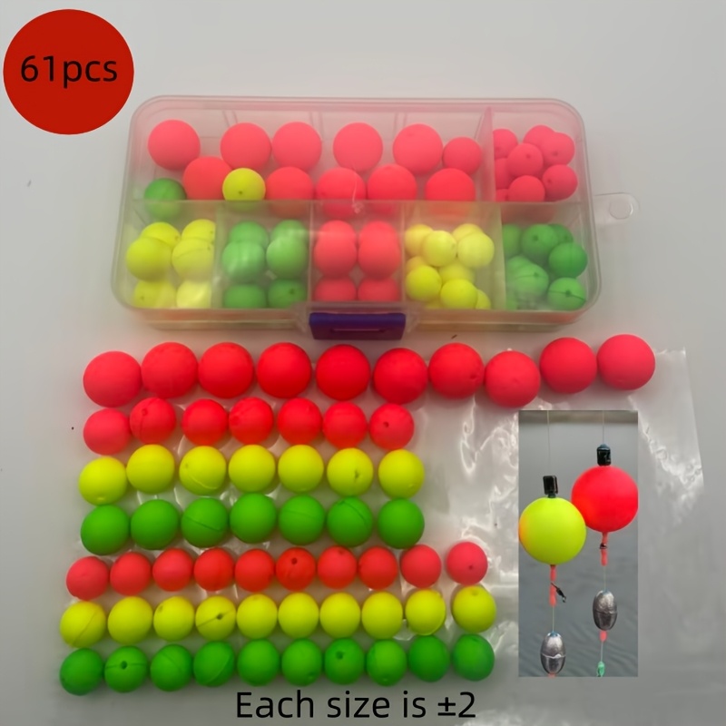 TEMU 61pcs Ball Float Set, Lure, Sea Fishing, , Multi-model Suitable For Various Rods, Multi-scene Fishing