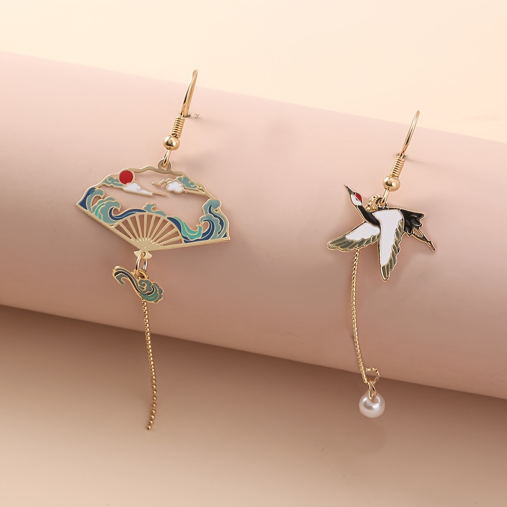 

Drop Earrings Creative Chinese Landscape Painting And Flying Oriental Earrings Drop Earrings Earrings