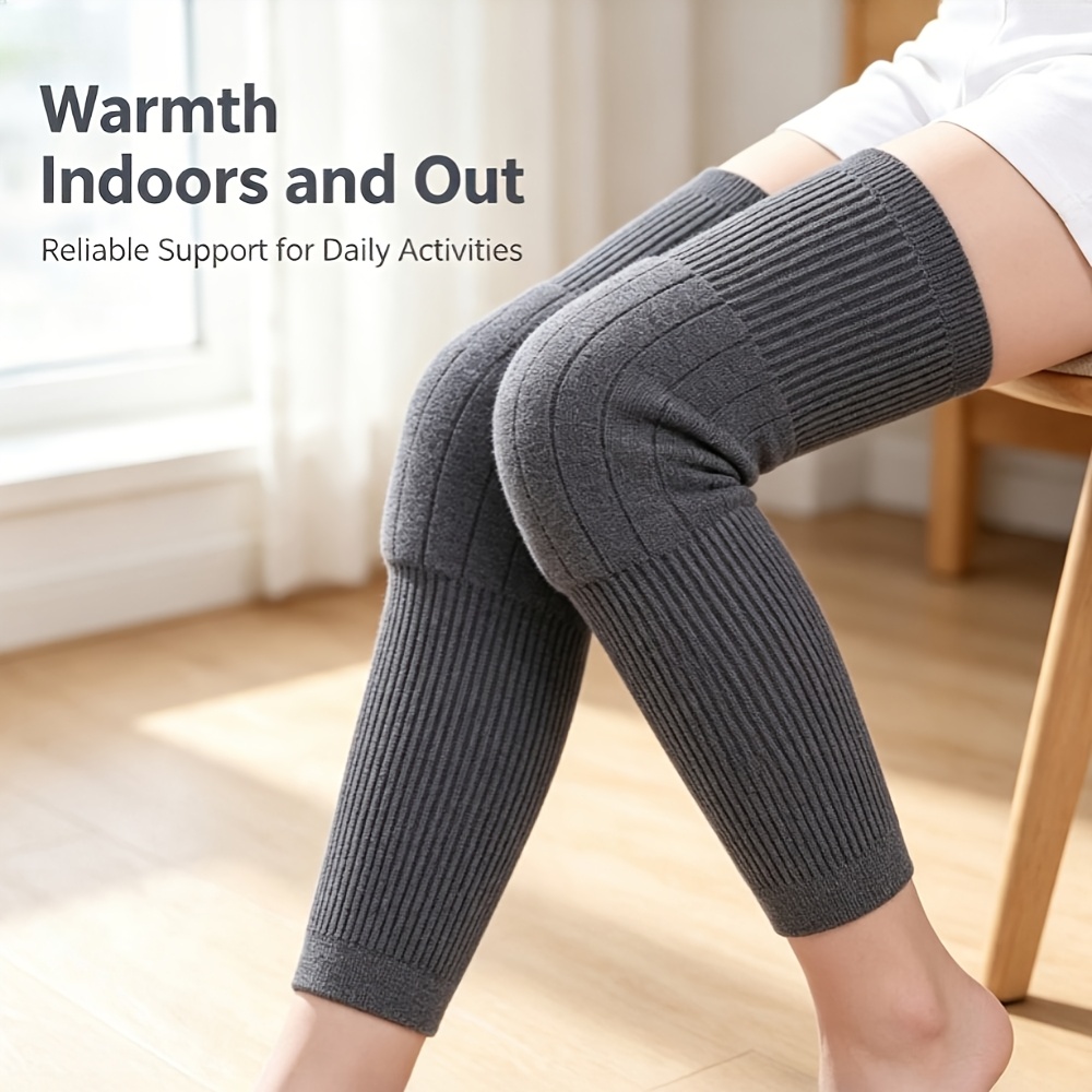 TEMU Plush Thermal Leg Warmers For Cold Weather, Winter Warm Leg Sleeves Soft Stretchy Breathable Thick Heat Sock Covers For Men Women, Fast Warming
