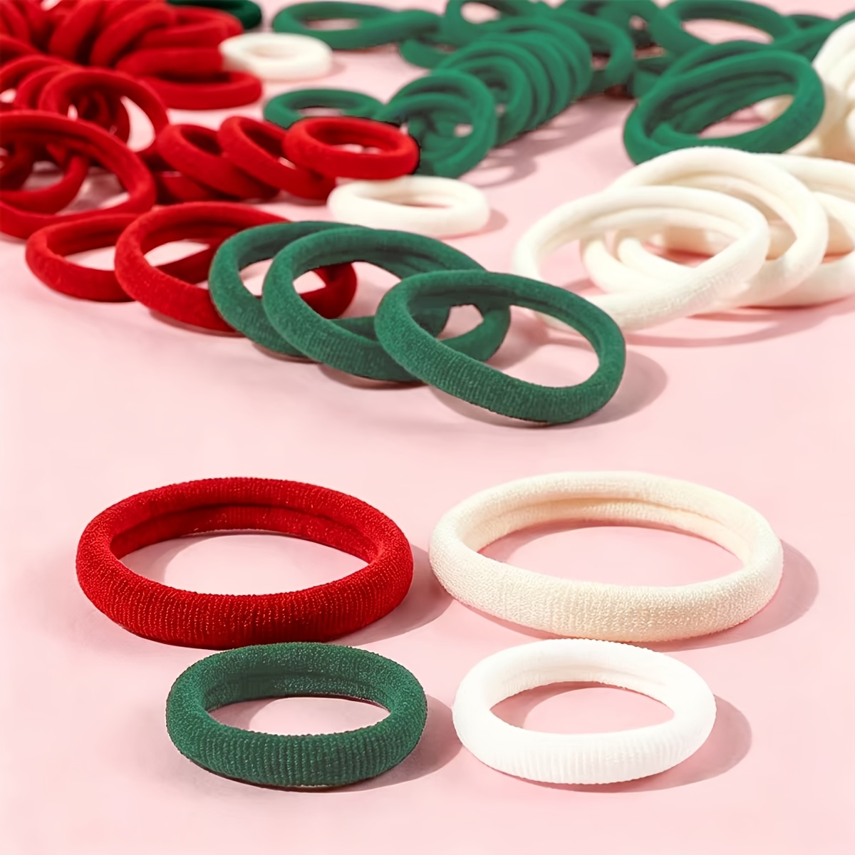 500pcs Random Color Christmas Terry Cloth Scrunchie Set