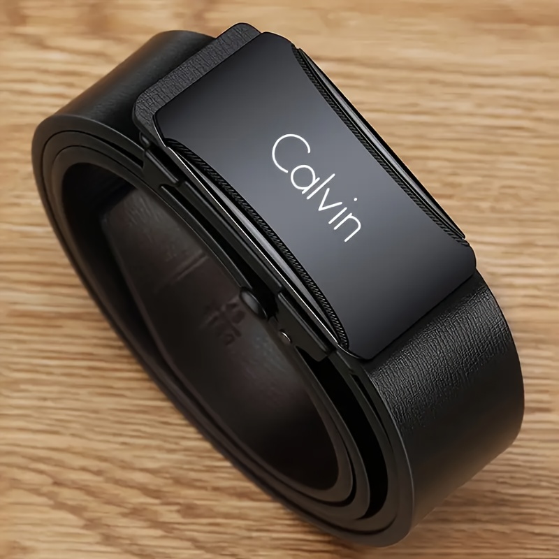 Men's Automatic Buckle Belt - Minimalist Formal & Casual Belt with, Durable Everyday & Special Occasion Accessory for Business, Jeans, Gifts - Compatible with Calvin-Inspired Styles