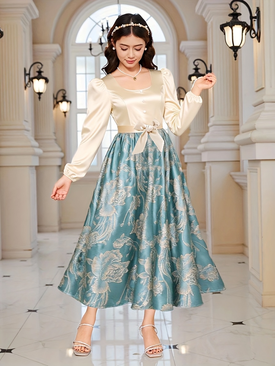 Teen Girls Formal long dress - Elegant Floral, Non-Stretchy fabric, for *  Parties, Photo Shoots - Sophisticated Evening Gown for Teen Wom