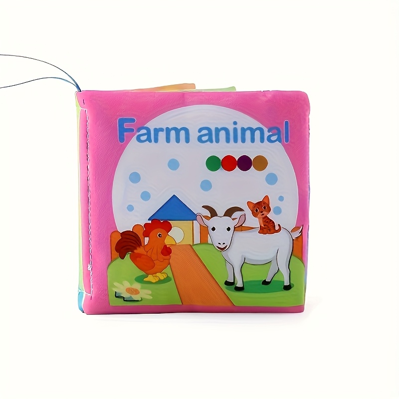 1pc Baby Cloth Book - Non-Tearable Soft Fabric, Ocean Animal & Multi-Theme Educational Toy with Interactive Learning Buttons, Infant Cognitive Development Book for Toddlers 0-3 Years (Pink/Green/Blue/Yellow), Baby Book, Sensory Stimulation, Vibrant Illustrations, Childsafe Material, Young Children