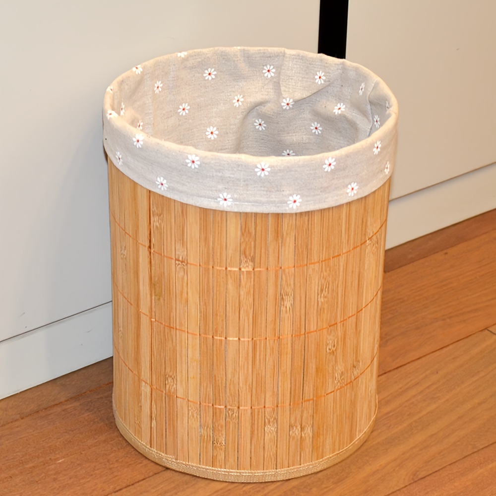 1pc   trash can bamboo woven trash can high end looking trash can minimalist trash can household items office supplies large capacity trash can home furnishings festival gifts dirty clothes basket storage basket Product details 0