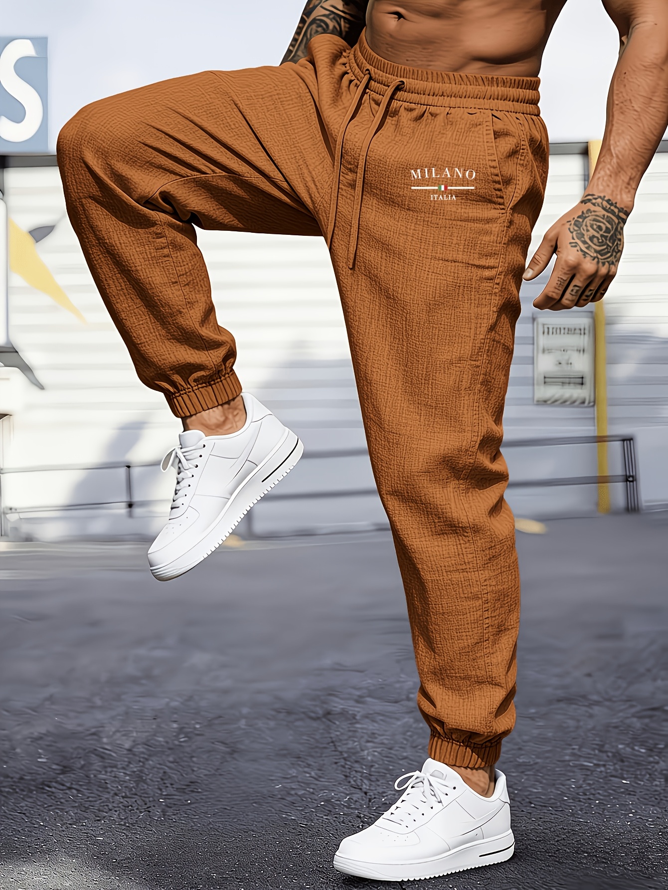 [mai   obm] herren freizeit sport leinen jogginghosen, jogginghosen mit logo-print, gewebte leinen, einfarbige hosen, lässige, leichte business-hosen, atmungsaktive strandhosen, trendige streetwear, mit kordelzug und  -design
