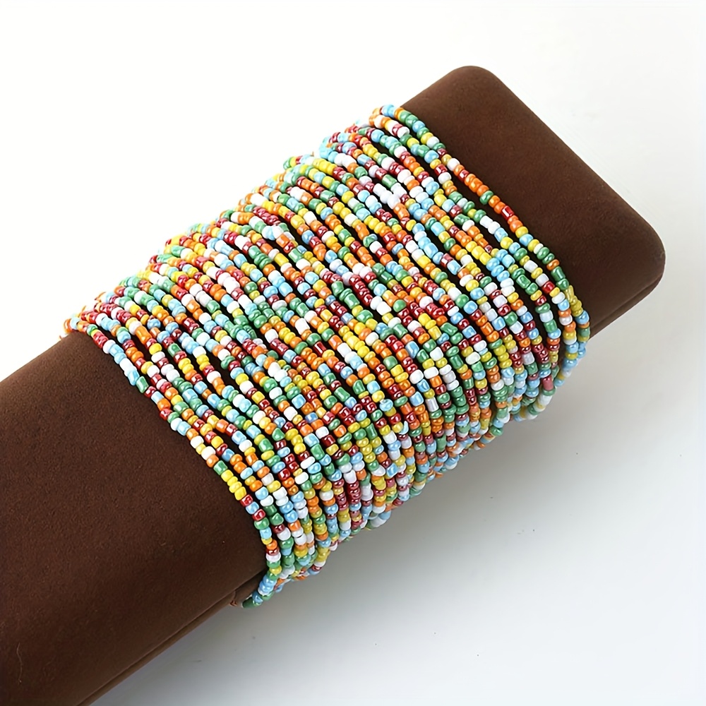Bohemian Ethnic Beaded Bracelet Set - Colorful Bead Bracelets with Flo