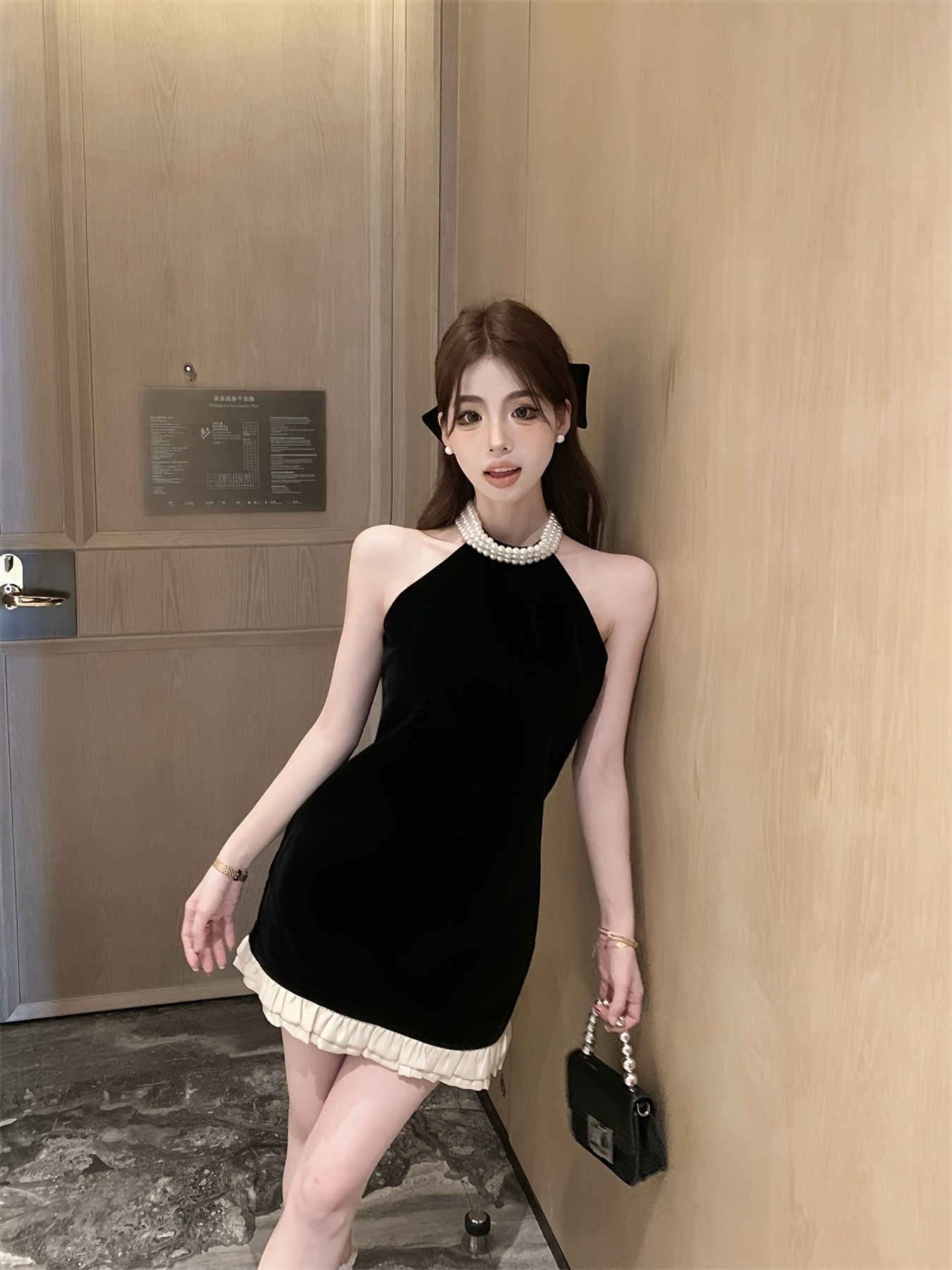 pearl halter neck dress women winter year end party - Temu Ireland
