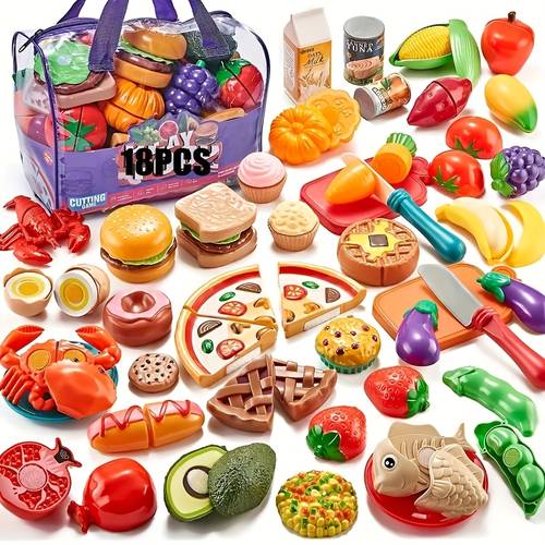 advanced simulation kitchen toy set 18 pieces large cutting fruit and vegetable set simulation toys for childrens skills development for birthday parties products and colors are random