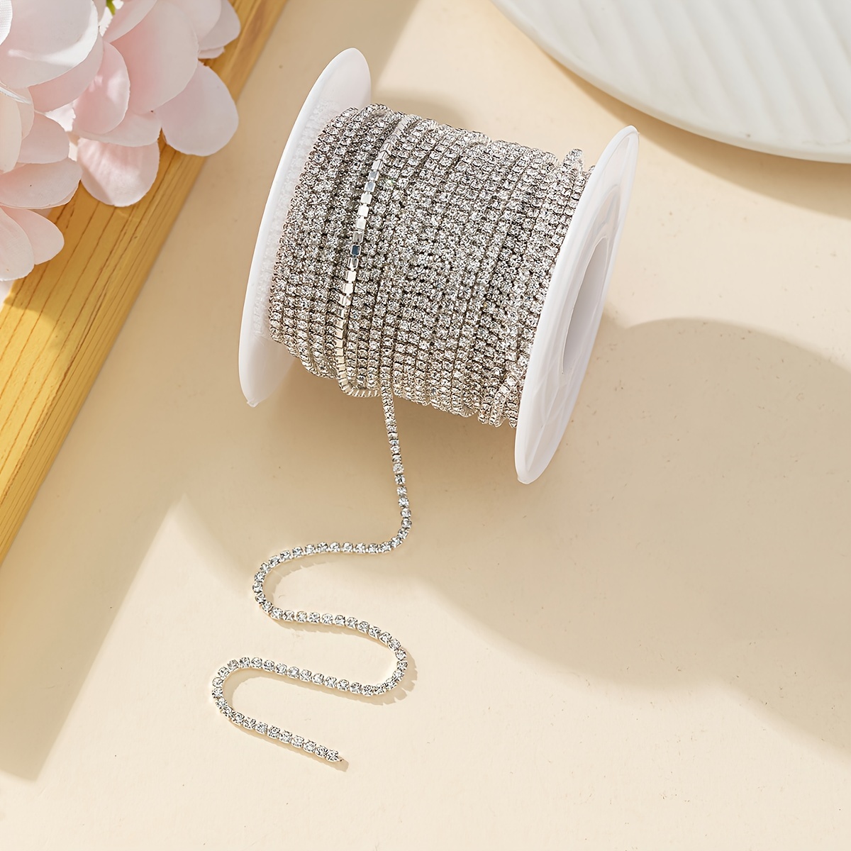 1 Roll 4.5# 400cm Ultra-sparkly Professional Nail Art Decorative Chain, Rhinestone Chain