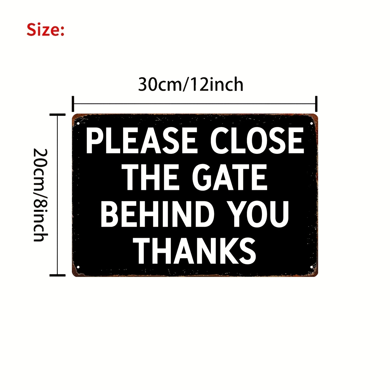 TEMU Vintage Metal "please Close The Back Door" Sign - 8"x12" (20x30cm) Outdoor Security Gate Door Plate, Black With White Lettering, Holiday- &