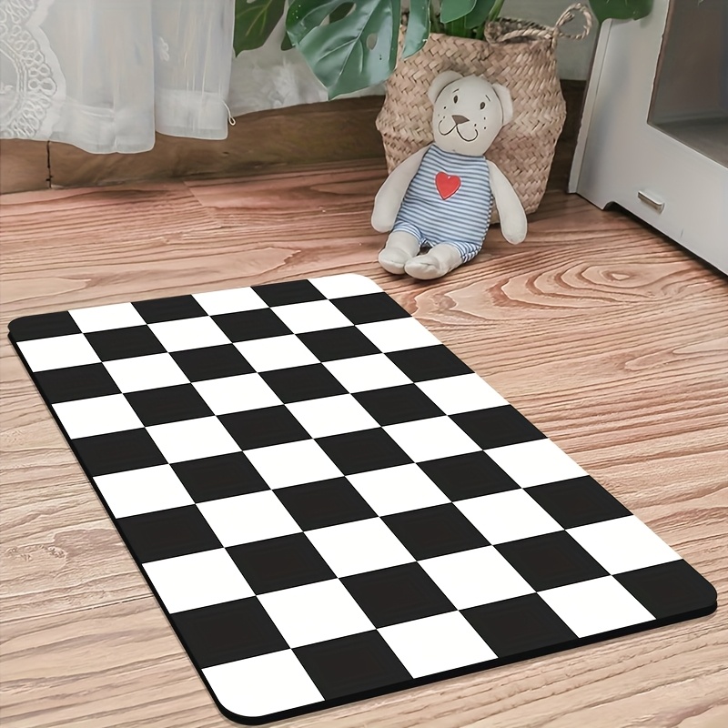 TEMU Chessboard Pattern Pet Feeding Mat - Absorbent Diatomaceous Earth Base, Non-slip, Ideal For Dogs And Cats, Available In Multiple Colors, Pet