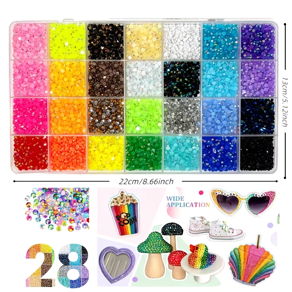 TEMU Populair nieuw zomerproduct 10500 stuks flitsende platte nagelkunst-strasssteentjes van 3mm met pincet en strass-applicatorpen, geschikt voor