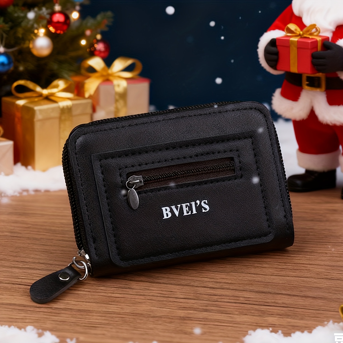 Image of 's Card Holder Wallet, Accordion-style Card Case In Stock, Made Of Pu Material, Stylish Zippered Multi-card Slot Coin Purse (christmas Gift)