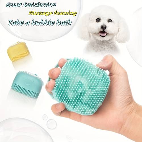 pet shampoo brush pet bath brush dog massage brush gentle pet brush cat hair removal brush suitable for dogs and cats built in shower gel dispenser massage bath brush massage comb and cleaning tool ergonomic handle