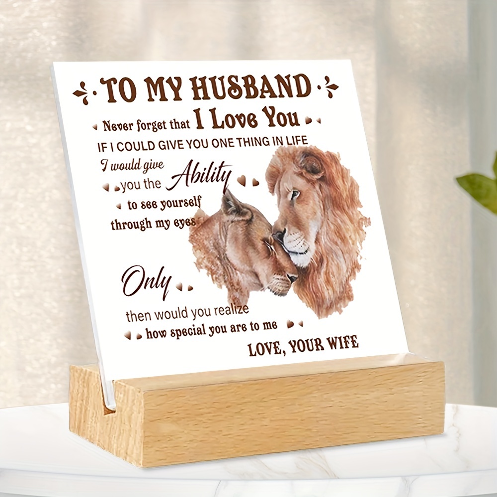 

1pc Husband Birthday Gift, Gifts For Husband From Wife, Husband Birthday Card, Anniversary Sign Gifts For Him, Husband Appreciation Gifts From Wife, To My Husband Plaque With Wooden Stand