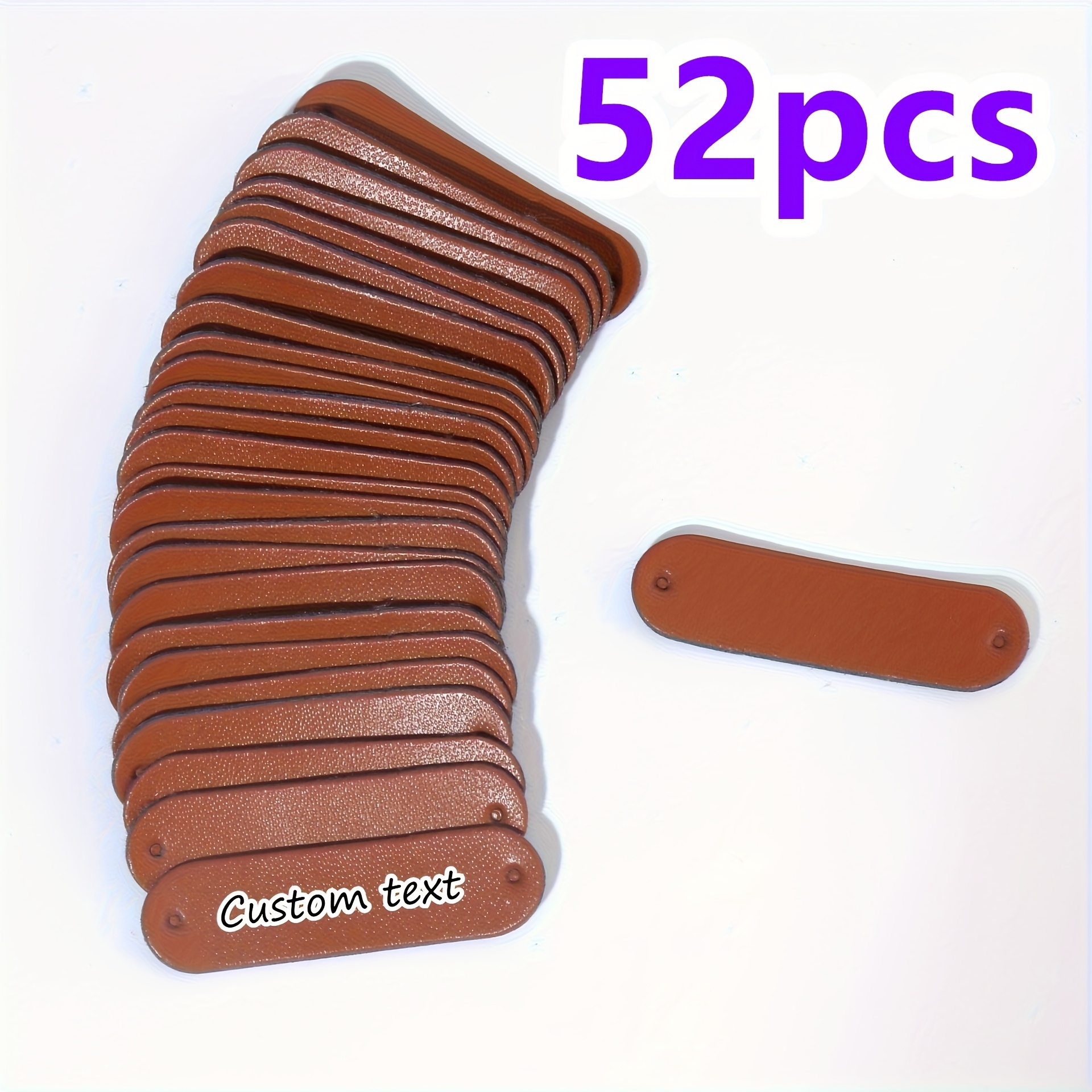 TEMU Customizable Pu Leather Tags - Personalized Blank Labels With 2 Holes For , Gifts, And Packaging - Durable And Stylish Design For Customization,