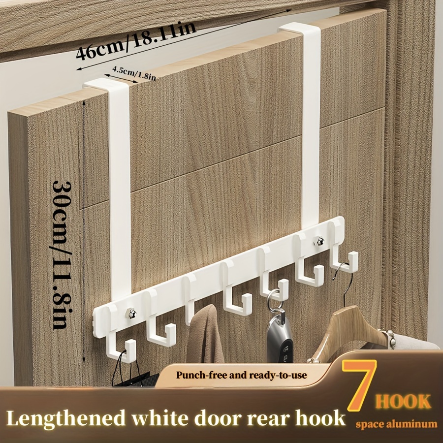 TEMU Over-the-door Rack, 1pc - Metal, , No Door Mount For Bags, Clothes, Towels - Home Organizer For Bathroom, Kitchen, Bedroom