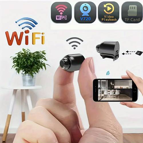 1pc black wifi surveillance wide angle monitoring no sd card included charger