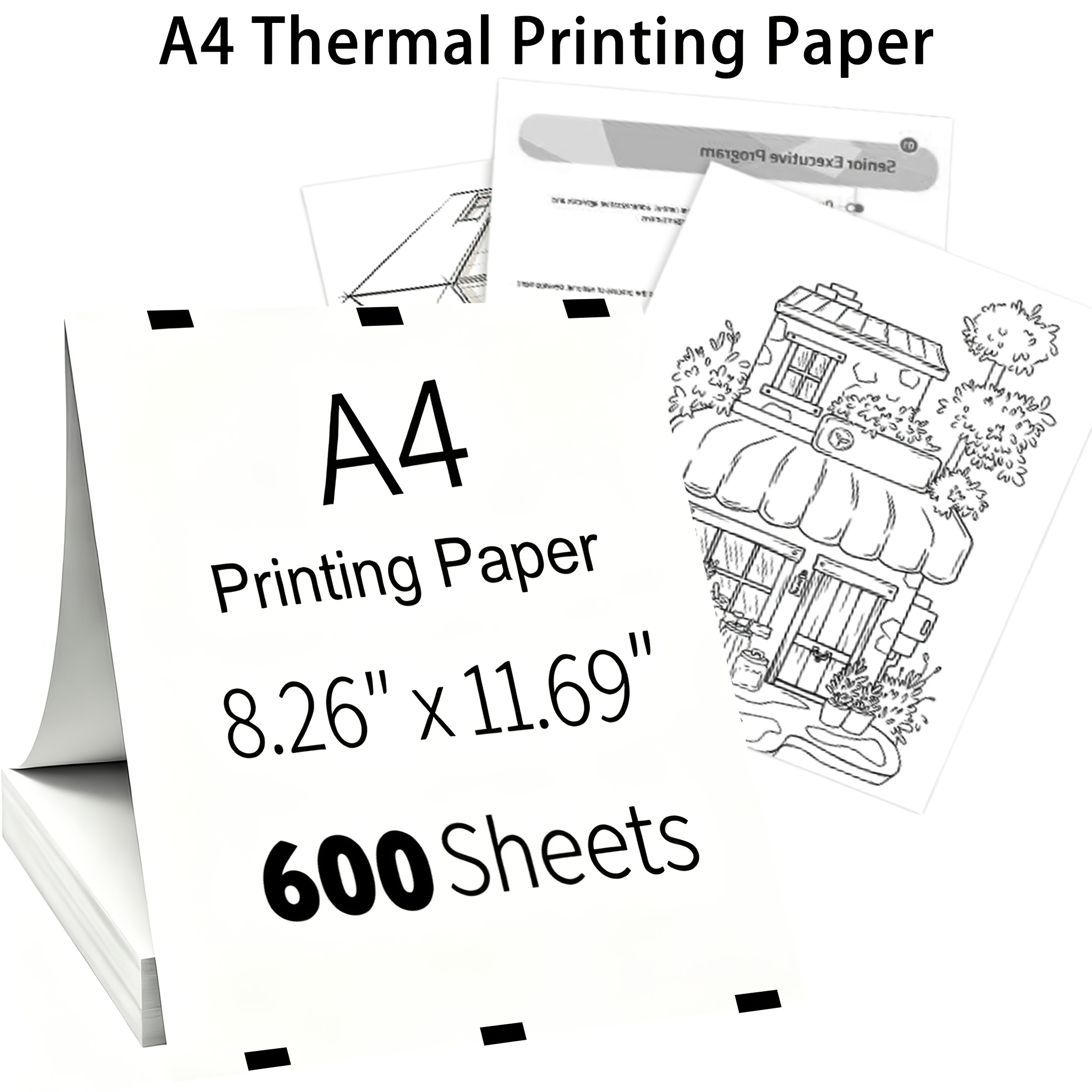 Image of 600 Sheets Continuous Thermal Paper Roll - A4 Size Suitable For Thermal Printers, Perforated Tear-off Sheets -dry Paper, Compatible For Receipts, Invoices, Labels For Office, Retail, Business Use