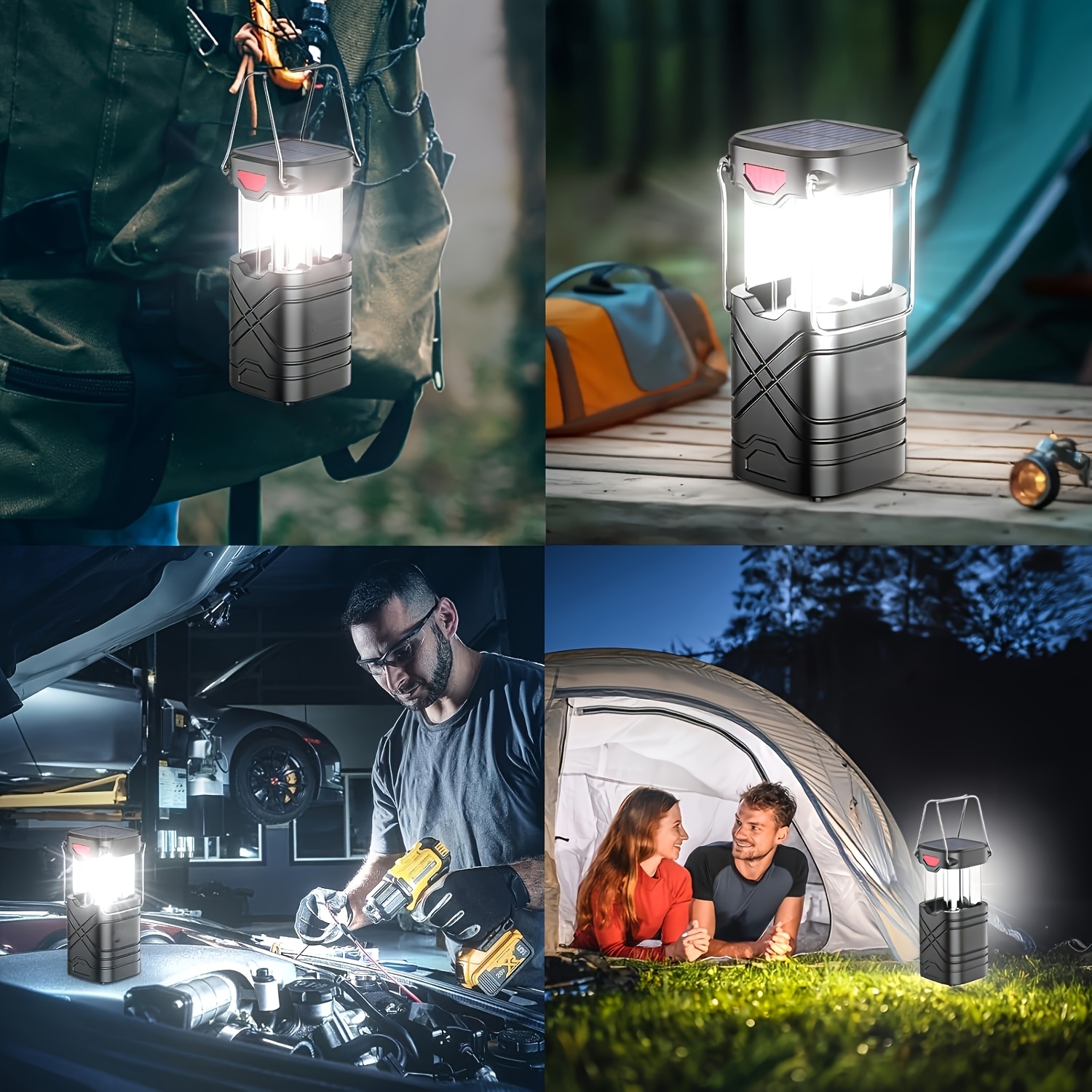 4/8 Pack Camping Lantern, Rechargeable LED Lanterns, Solar Lantern Battery Powered Hurricane Lantern Flashlights With 3 Powered Ways & USB Cable For Emergency, Power Outage, Hurricane Supplies