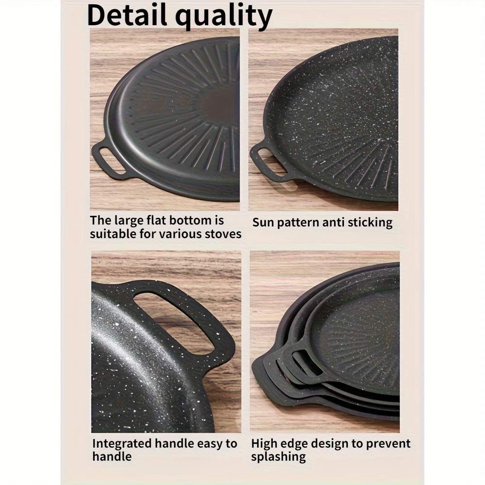 Durable Cast Iron Korean-Style BBQ Grill Pan with Non-Stick Coating & Solar Pattern Design - Even Heat Distribution for Indoor/Outdoor Use, Camping, RV, House Parties, Commercial & Everyday Cooking, Flat Top Grill Accessories, Rv Cooking, Sleek Cooking Surface, Premium Cookware, Versatile Cookware, Outdoor Enthusiasts, Indoor Grilling, Modern Cookware, Highquality Cookware, Portable Cookware, Party Hosts